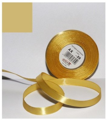 Wstążka satynowa szaro-żółta 6 mm 32 mb. AX06-59, Aliga