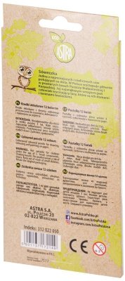 Kredki okrągłe z drewna cedrowego 12 kolorów ECO, Astra