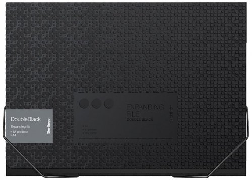 Teczka A4 z 12 przegródkami Double Black, czarna ze wzorem, Berlingo