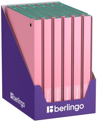 Segregator 4-ringowy Haze, 24mm, black D-RINGS, z wewnętrzną kieszonką, różowo-turkusowy, Berlingo