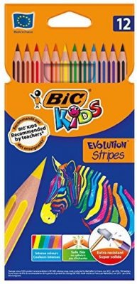 Kredki 12-kol. Evolution Stripes, BiC