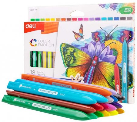 Kredki plastikowe trójkątne 18-kol. Color emotion, Deli