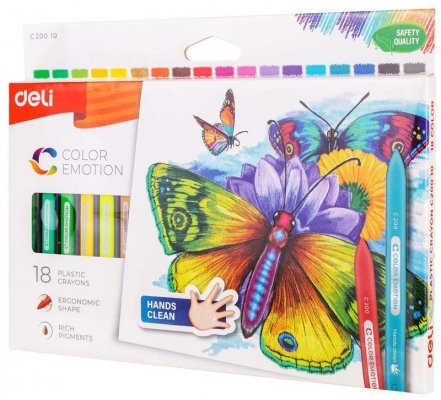 Kredki plastikowe trójkątne 18-kol. Color emotion, Deli