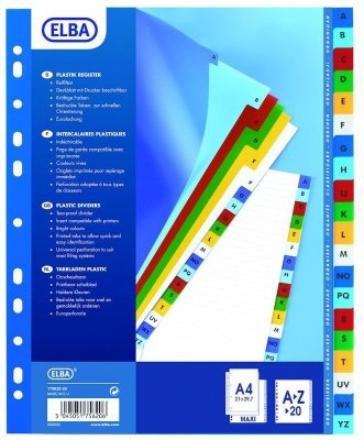 Przekładki A4+ A-Z PP, Elba
