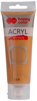 Farba akrylowa 75 ml, głębokie złoto metalik, Happy Color