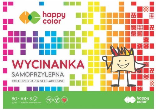 Blok wycinanka samoprzylepna A4 8ark 100g., Happy Color