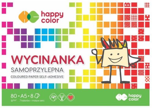 Blok wycinanka  samoprzylepna A5 8ark 80g., Happy Color