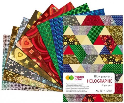 Blok Holographic A5 5 kol. 70 g/m2 10 ark., Happy Color