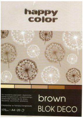 Blok Deco Brown A4 5 kol. brązowych 170 g/m2 20 ark., Happy Color