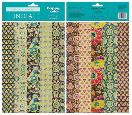Papiery ozdobne India Mix - 20x29cm, 10 ark, Happy Color