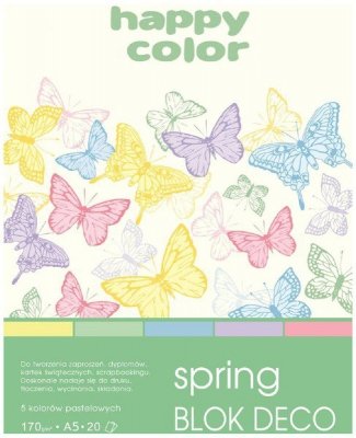 Blok Deco Spring A5 5 kol. 170 g/m2 20 ark., Happy Color