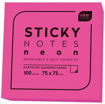 Karteczki samoprzylepne 75x75 100 k. neonowe, Interdruk