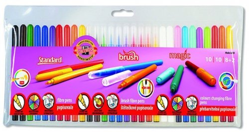 Flamastry 30 szt. 10-zwykłe 10-pędzelkowe 10-Magic, Koh-I-Noor