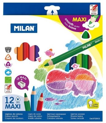 Kredki trójkątne 12-kol. MAXI pudełko kartonowe 135152, Milan