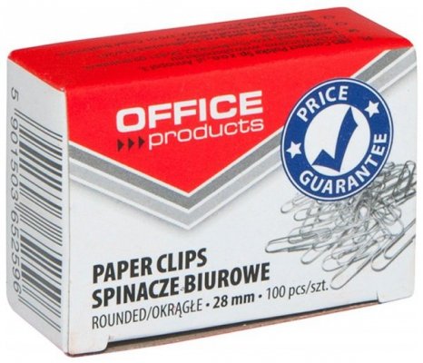 Spinacze okrągłe 28mm, 100szt, srebrne, Office Products