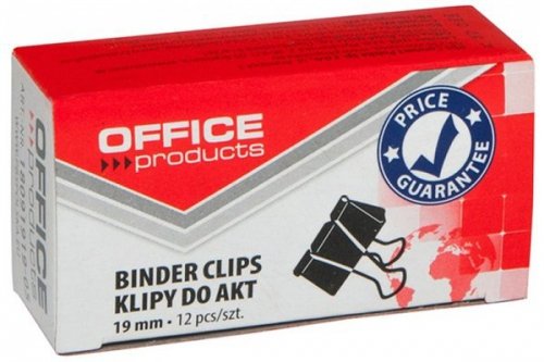 Klipy do dokumentów 19mm, 12szt, czarne, Office Products