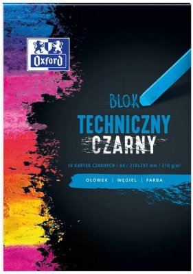 Blok techniczny A4 10k 210g czarny, Oxford