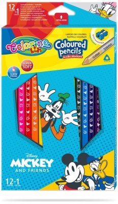 Kredki ołówkowe trójkątne 12+1-kol. Disney Kids Colorino Mickey, Patio