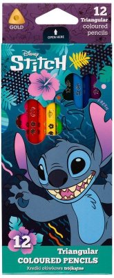 Kredki ołówkowe trójkątne 12 kol. Disney Core Stitch, Patio
