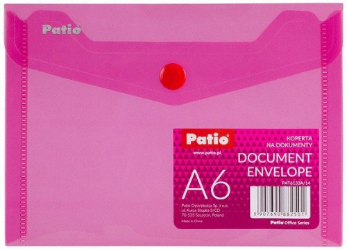 Teczka kopertowa A6 transparentna różowa, Patio