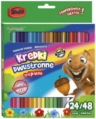 Kredki szkolne trójkątne dwustronne 24/48-kol. + temperówka, St.Majewski