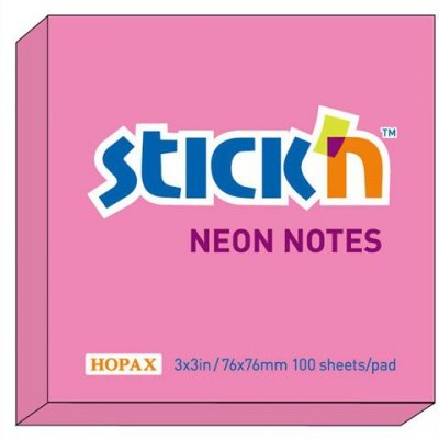 Notes samoprzylepny 76 x 76 mm róż-neon., Stick`n