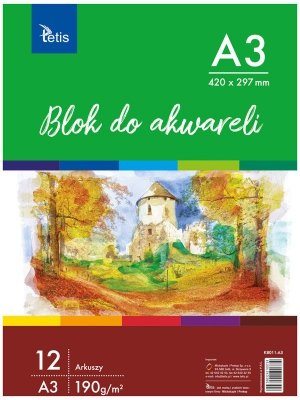 Blok do akwareli A3, 190g/m2, 12ark., Tetis