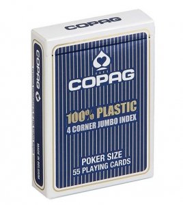 Karty do gry Copag  100 % Plasic 4 corner jumbo Index niebieskie