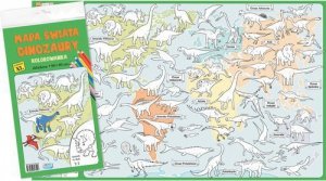 Mapa świata Dinozaury Kolorowanka XL-kolor 2 sztuki