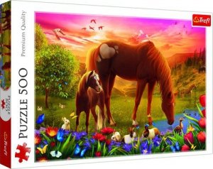 Puzzle Konie na łące 500