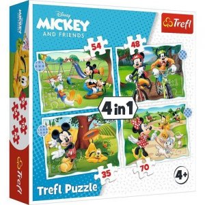 Puzzle 4w1 Fajny dzień Mickiego Disney