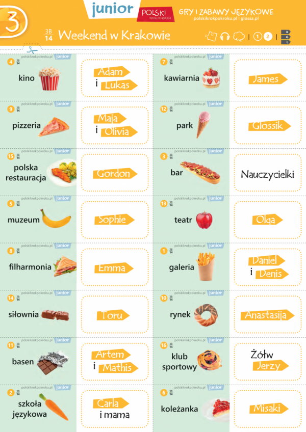 Polski krok po kroku Junior 2. Gry i zabawy językowe - przykładowe plansze
