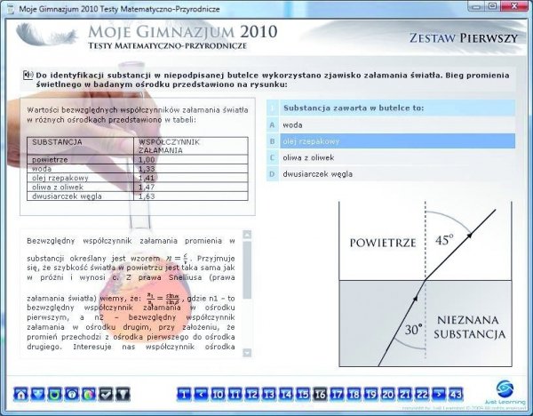 Moje Gimnazjum 2010. Testy matematyczno-przyrodnicze. Multimedialny kurs przygotowujący do egzaminu gimnazjalnego. PC CD-ROM