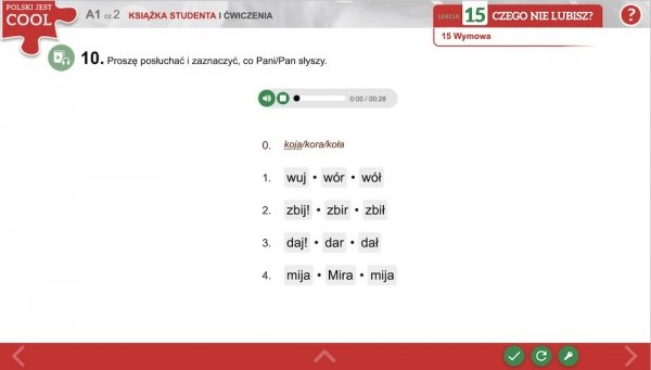 zadania jednokrotnego wyboru (kurs fonetyczny)	