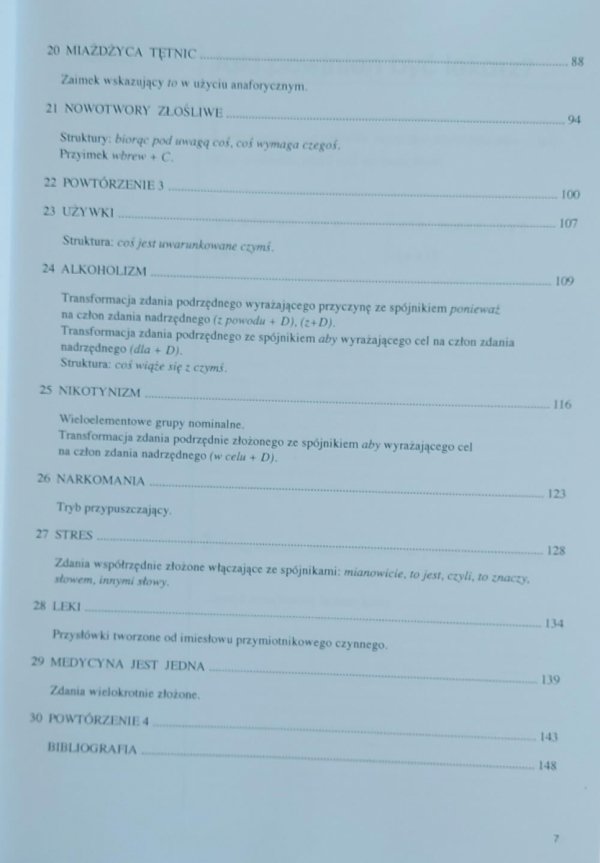 Chcę studiować medycynę. Język polski dla cudzoziemców - spis treści