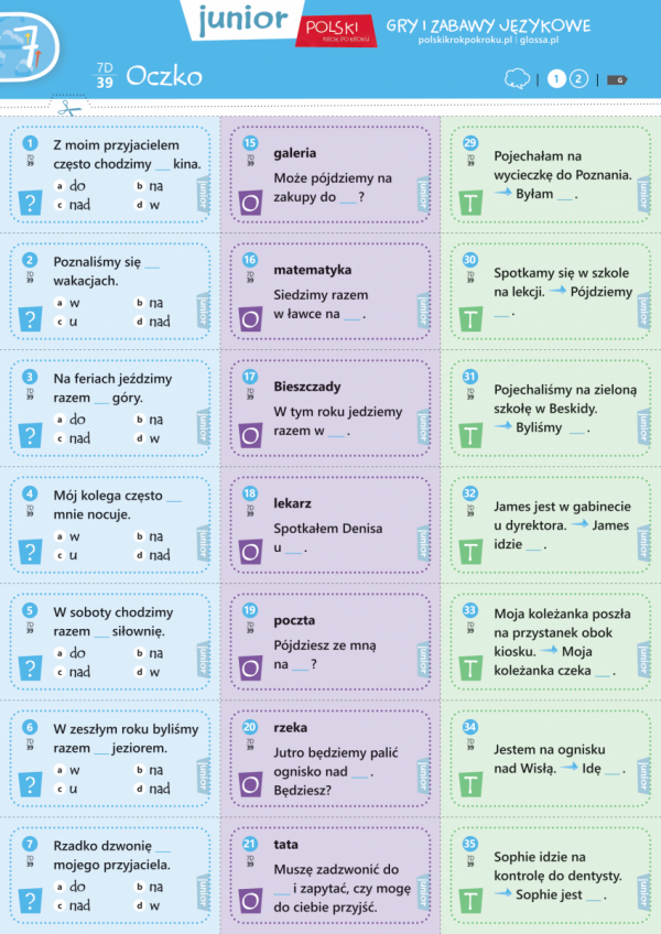 Polski krok po kroku Junior 2. Gry i zabawy językowe - przykładowe plansze