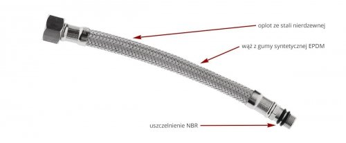 Ferro wąż w oplocie  1/2”×3/8” n-n 50cm