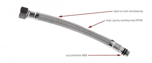 Ferro Wąż w oplocie ze stali 1/2 L 120cm nakrętno-nakrętny