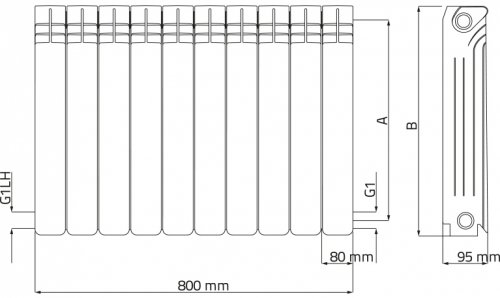Grzejnik aluminiowy Gejzer H 500 - 1 żeberko