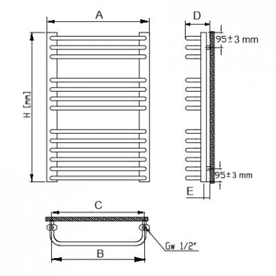 Grzejnik łazienkowy DIAMOND GR1 550x480