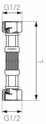 Ferro wąż w oplocie 1/2 L50cm nakrętno-nakrętny