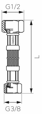 Ferro wąż w oplocie  1/2”×3/8” n-n 50cm