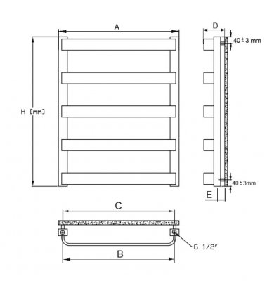 Grzejnik łazienkowy DIAMOND GR4 540x1270, kolor: czarny