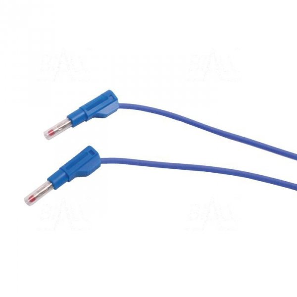 PPS2-B100-BU Przewód pom. 2x wtyk banan bezp. 4mm, 1m, 20A CAT II 600V SILIKON niebieski
