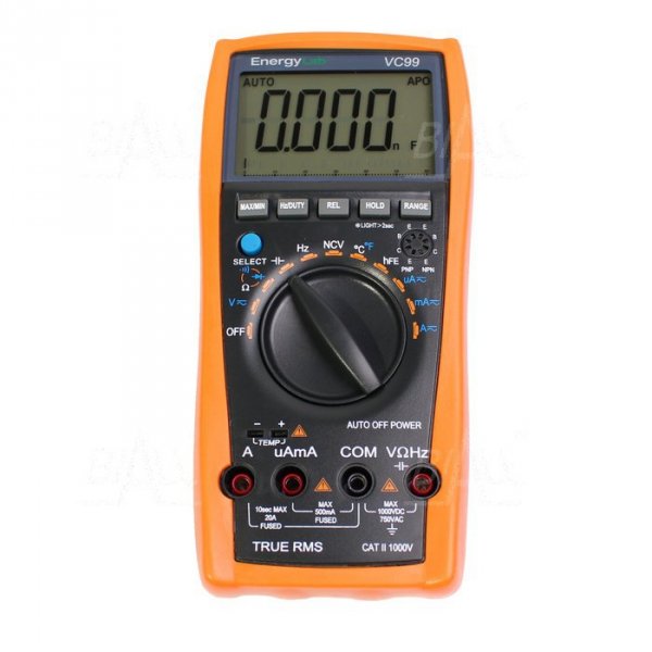 VC99 Multimetr TRMS LCD 6000max NCV, MAX/MIN/HOLD, Temp, hFE, Bargraf, Duty