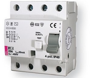 EFI-P4 40A/ 100MA/A WYŁĄCZNIK RÓŻNICOWY 40A 4P 4M 100MA A 10KA