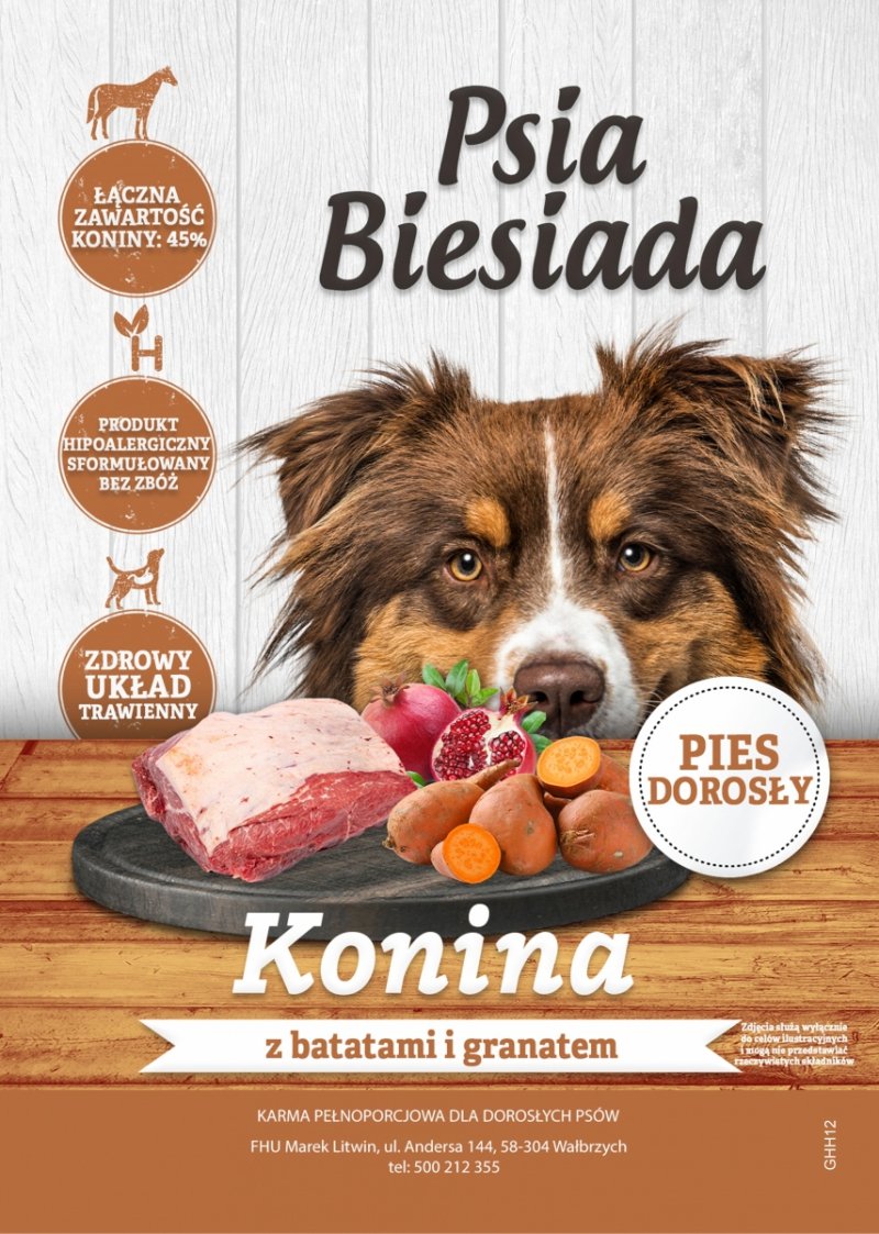 Psia Biesiada Konina z Batatem i Granatem 12kg karma sucha