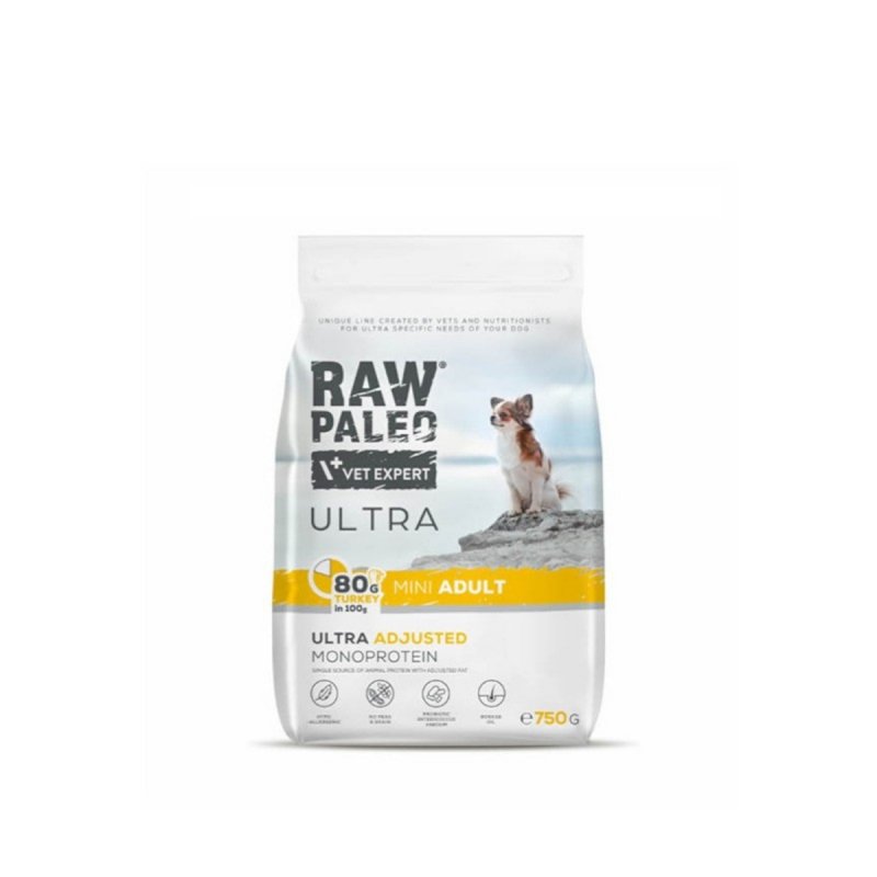 RAW PALEO ULTRA TURKEY ADULT MINI - sucha karma z indykiem dla psów dorosłych ras małych 750g