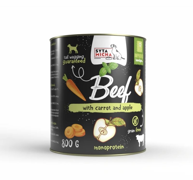 Syta Micha Karma mokra dla psa wołowina z marchewką, jabłkiem i bazylią 800g