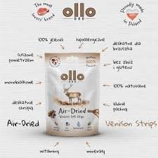 Ollo Air-Dried Venison Strips przysmaki dla psa z Jeleniem 80g